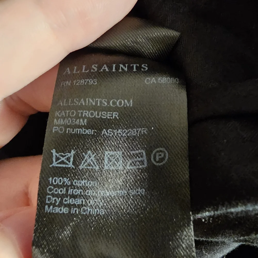 All Saints Kato Cropped Button Fly Chino Trousers